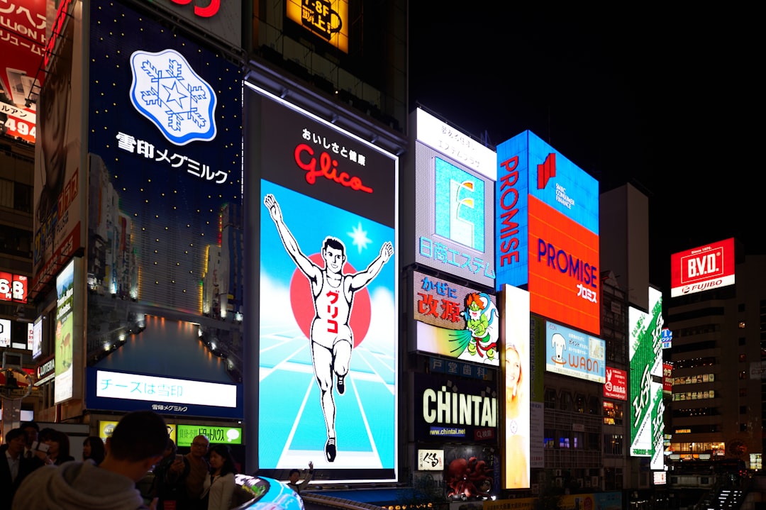 Running man signage in Osaka Japan at night